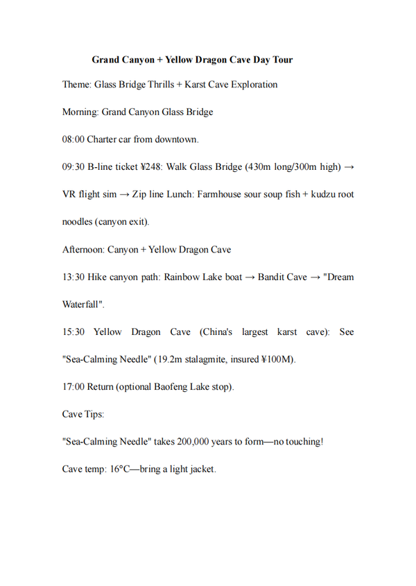 Zhangjiajie Grand Canyon One-Day Tour (Thrilling + Geological Wonders)