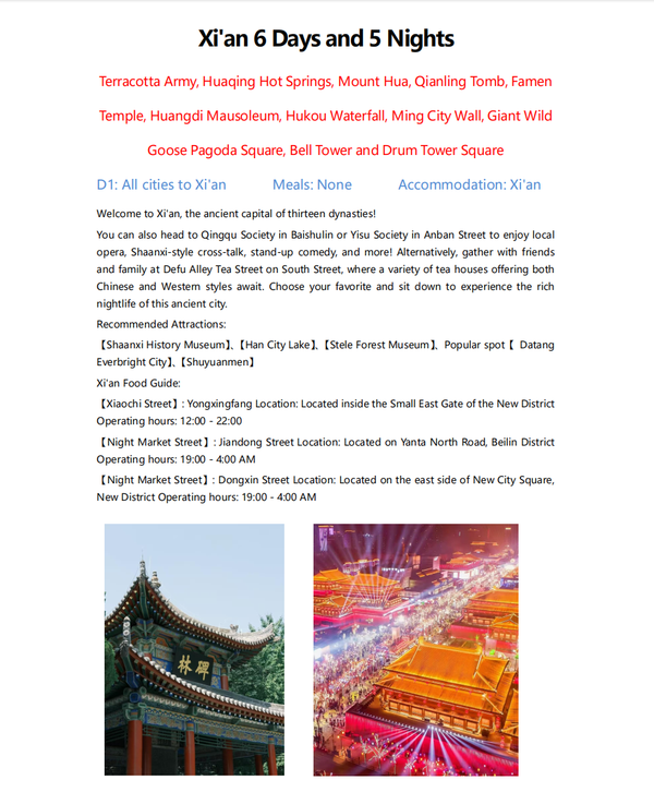 Xi'an 6 Days and 5 Nights