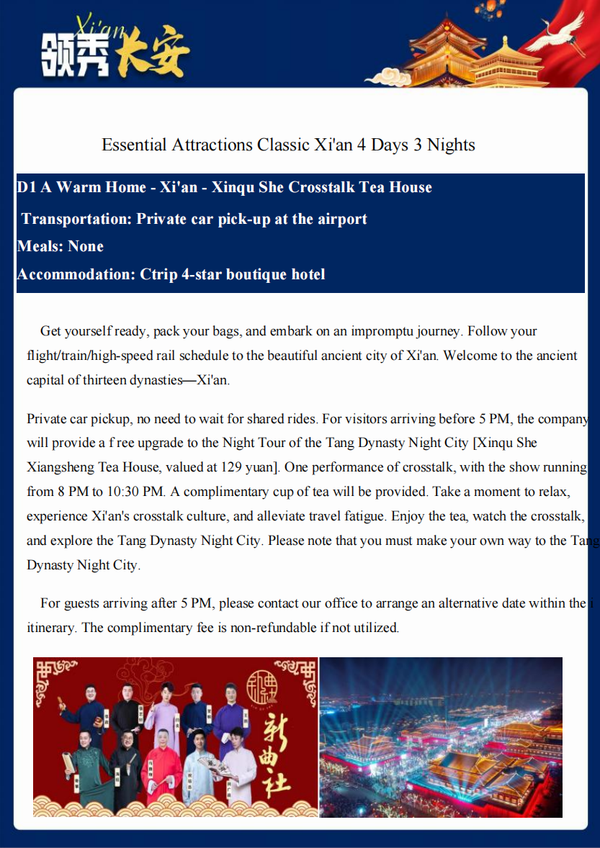 Essential Attractions Classic Xi'an 4 Days 3 Nights